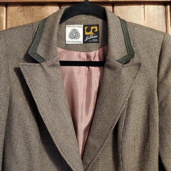Lee Parker Vintage Brown Pinstripe Pure Wool 2 Button Blazer Est Size S/M - Picture 2 of 14